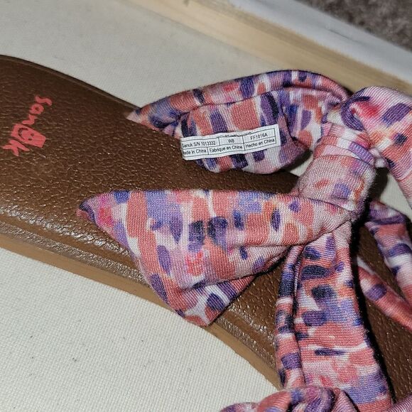 Sanuk Women's Yoga Sling Ella Spriced Coral Rain Flip Flop Size 8 - Picture 7 of 9